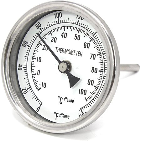 CONCORD 3" Stainless Steel Thermometer for Home Brewing, 6" Stem PF300-C-6